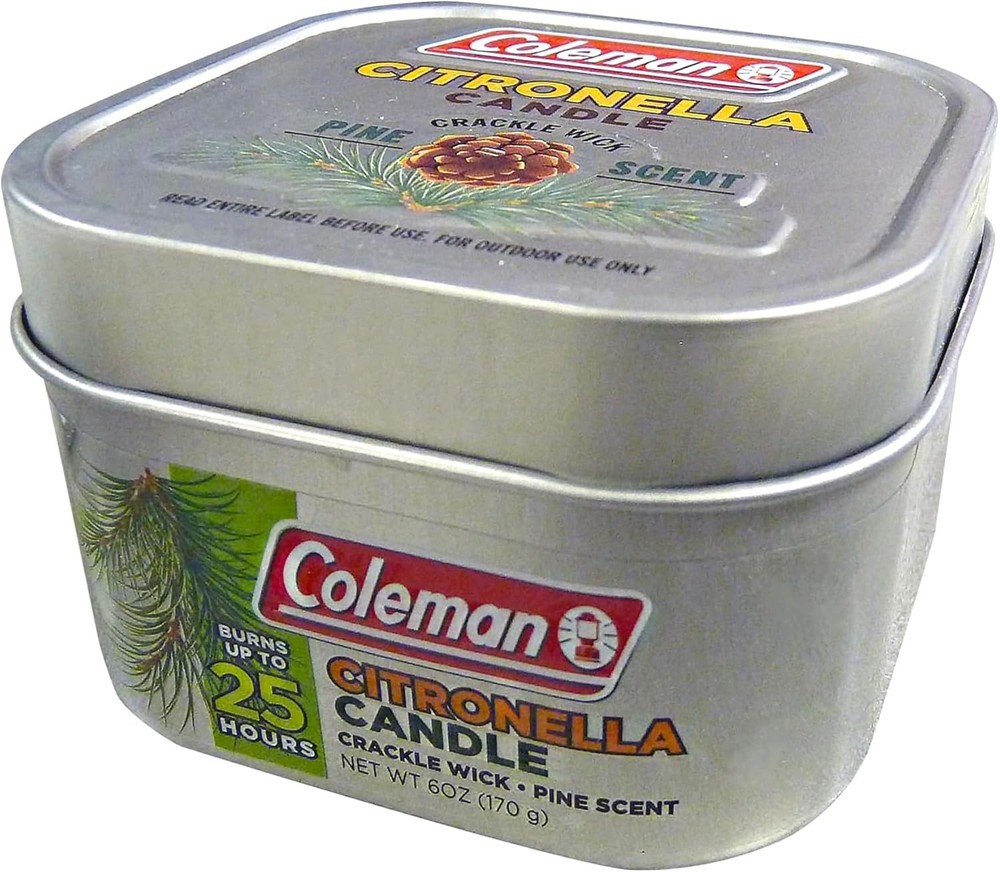 Coleman Pine Scent Citronella Candle with Wooden Crackle Wick – 6 6 oz, White