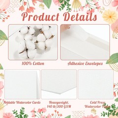 Watercolor Cards 60 Set 4×6 Blank Cards 300GSM Paper with Envelopes Set