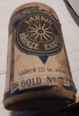 vintage cardboard container Larkin bronze enamel Gold Buffalo,N.Y. makes 2 oz