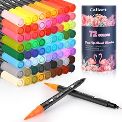 72 Colors Double Tip Brush Pens Art Markers, Artist Fine & Brush Pen Coloring…