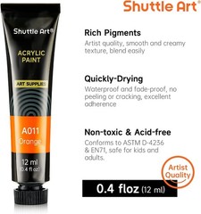 Acrylic Paint Set, 15 x 12ml Tubes Artist Quality Non Toxic Rich Pigments Col…