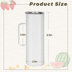 4 Pack 20 oz Sublimation Blank Tumbler with Handle and Straw Stainless Steel …