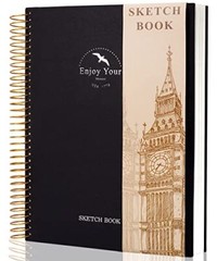 Hardcover Sketchbook for Drawing 8.5 x 11 Spiral Sketch Book for Large Black