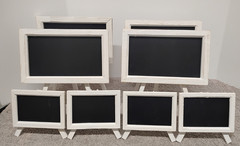8 Asst. Size Tabletop Chalkboard Easel (Wooden) Rustic White for Direction notes