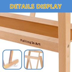 Large Wooden Print Rack with Rolling Casters, Art Drying and Display Storage