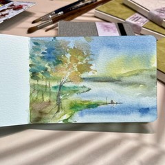 Square Watercolor Journal, 4.7×4.7”, 140 LB, 300 GSM, 100% Cotton, Cold Press…