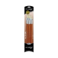5 PCS Protege Brush Set Hog Bristle Long Handle Professional Artist