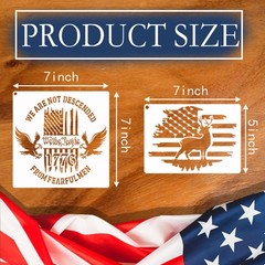 12pcs American Flag Stencil Star Stencils for 7 inches x 7 inches, white