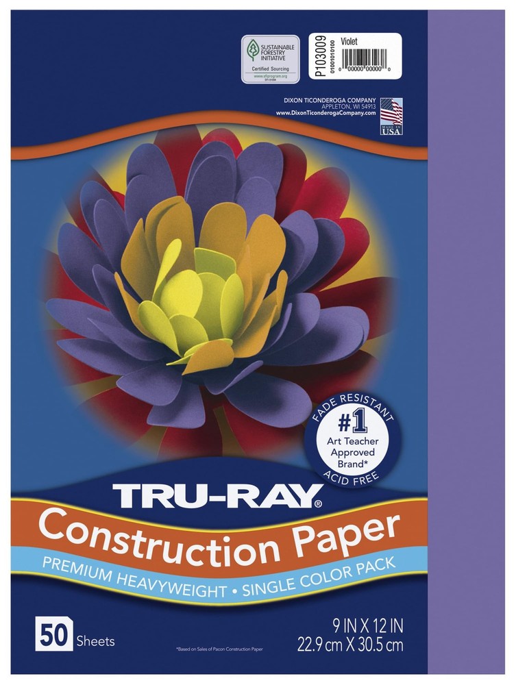 Pacon Violet Construction Paper 9″ x 12″ 50 PCS Heavyweight 1 Pack