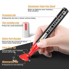 Tire Marker White Red – 8 Pack Paint Pens for Car Tires Lettering, Premium Pr…