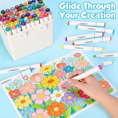 Alcohol Markers Brush and Fine Tip,48 Colors Dual Tip Art Coloring Markers Se…