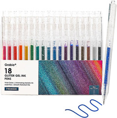 Glitter Gel Pens, 18 Colors Glitter Gel Pens Set, Retractable Sparkle Gel Ink Pe