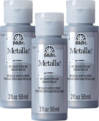Metallic Acrylic Paint, Silver Sterling (Pack of 3) 2 Oz, 662A- (Pack of 3)