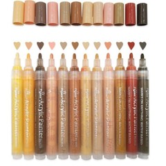 Acrylic Paint Markers Skin Tone Skin Colors Markers 0.5 to 3.0 mm PACK OF 12