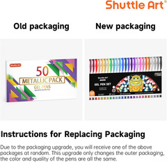 50 Pack Metallic Gel Pens, 25 Metallic Gel Pens Set with 25 Refills Perfect for