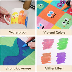 TOSAHRE 72 Colors 48 Pack Dual Tip Glitter Markers & Acrylic Marker Set Shimmer