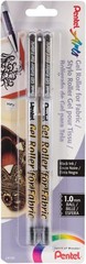 Arts Gel Roller Pens for Fabric, 1mm, Bold Lines, Permanent Black Ink – 2 Pack