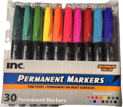 INC. Permanent Markers Fine Point 15 Colors 30 markers NEW Art Drawing Coloring