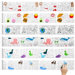 6 PCS Coloring Paper Roll Set Sticky Art DIY Painting 118×11.8 Inch
