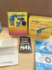 Vintage BADGER Basic Spray G Model 250-1 New Blue Air Brush Painting Open 1984