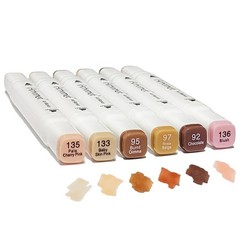 6 Colors Skin Tone Alcohol Markers Set, Skin, Wood, Earth Co