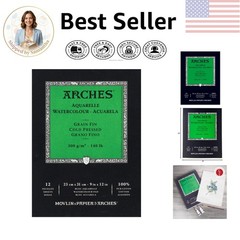 Arches Cold Press Watercolor Paper Pad, 140 lb, 9″x12″ – Artist’s Choice