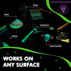 8 Colors Glow in the Dark Markers – 0.7mm Round Tip Neon Fluorescent Paint Pe…