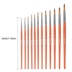 Watercolor Paint Brushes Set 12Pcs Round Pointed Short Handle Artist