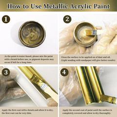 Yongbo Metallic Acrylic Paint Brass, 100Ml Brass Paint for Canvas, Rock, Stone,