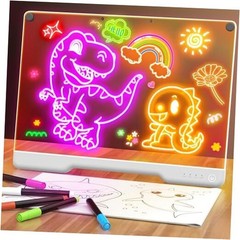 16-Inch Rechargeable LED Drawing Board, 9-Color Light Modes, Neon Art Dry White