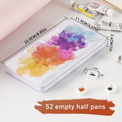 PEVART Empty Watercolor Paint Palette 52 Half Pans (Pack of 5), Colorful