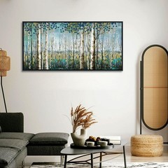 Pogusmavi Tree of Life Wall Art – Large Nature Birch Tree Canvas Painting for…