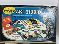 Vintage Jon Gnagy Art Studio Set Kit 3146 How To Paint Pastels Water Colors Draw