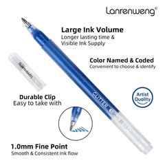 120 Color Pens for Adult Coloring Books,1.0mm Bullet Tip Acrylic Pens,Glitter…