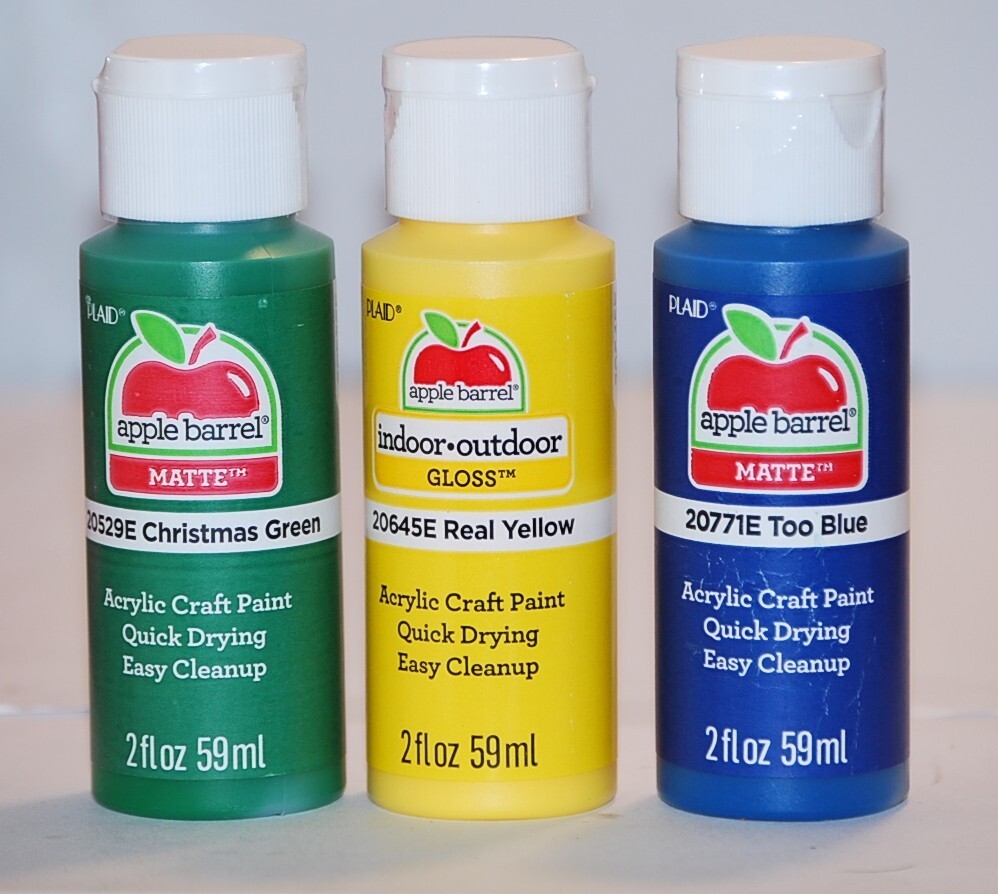 Apple Barrel Acrylic Paint, Christmas Green Real Yellow & Too Blue #1
