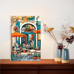 Street Café Paint by Numbers Kit for Adults, Street Scenes Acrylic Paint by N…