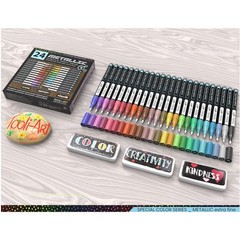 24 Metallic Paint Markers Set – Extra Fine Tip