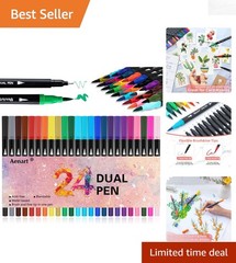 24-Color Brush & Fine Point Marker Set – Ideal for Drawing, Journaling & More