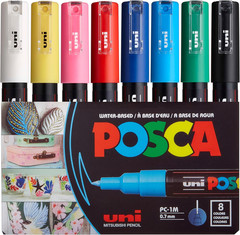 POSCA PC-1M Water-Based Paint Markers, Extra Fine Tip (0.7Mm), Assorted Colors,