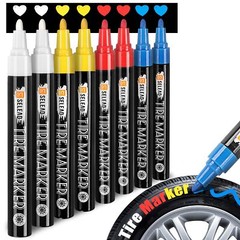 Tire Marker White Red Yellow Blue – 8 Pack Paint Pens for Car Tires Lettering…
