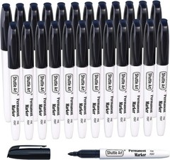 Shuttle Art 24 Black Permanent Markers Fine Tip 1 Count (Pack of 24),