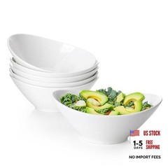 7 Inch Salad Bowls Set of 6, 18 oz Large Soup Bowls– Microwave 18 Ounce White