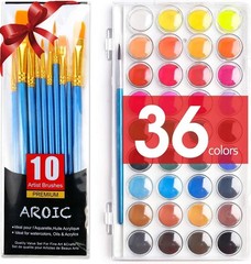 Creative Bliss: 36-Watercolor Paint with 10 Brushes for Young Artists