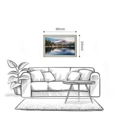 Framed Lake Canvas Wall Art: Mountain Range Skyline 36L” x 24W” Lake Mountain