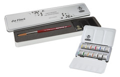 SCHMINCKE Akademie Watercolor Ltd Edtn 12 Half Pans Travel Set w/ Da Vinci Brush
