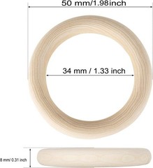 2 Inch Wooden Rings for Craft, 100Pack 50 mm Diameter Unfinished Solid Wood R…