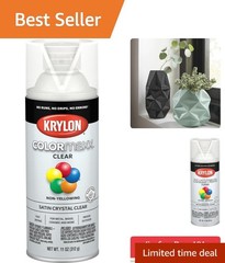 Krylon COLORmaxx Satin Crystal Clear Acrylic Spray Paint 11oz – Durable Finish