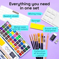 ARTISTRO 50 Color Watercolor Paint Set – Portable Portable, Multicolor