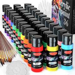 55PCS Acrylic Paint Set of 36 Colors 2Fl Oz 60Ml Bottles 12 Brushes,Non Toxic 36