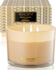 96NORTH Luxury Coconut Soy Candle | Large 3 Wick Jar 3 Jar, Light Brown